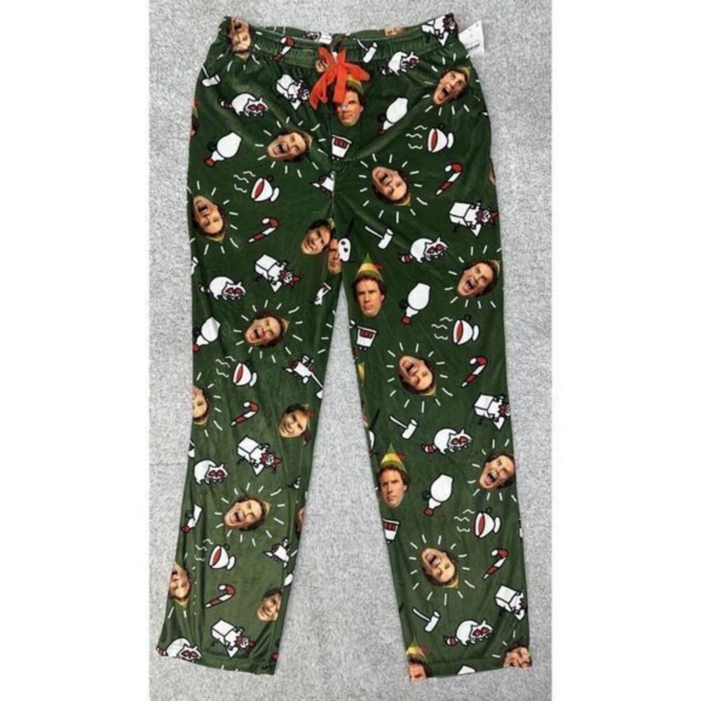 Buddy The Elf Movie Men's Size Medium Sleep Pajama Pants Green Drawstring‎
